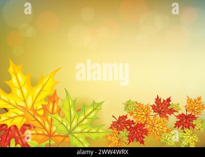 Autumn Leafs with Clothespins Background, Vector Illustration Stock Vector