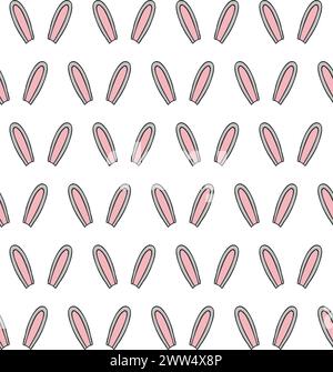 Vector seamless pattern of hand drawn doodle sketch rabbit bunny ears isolated on white background Stock Vector