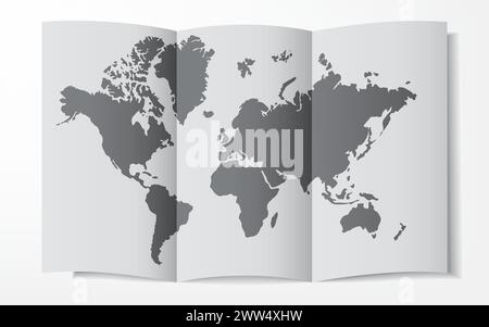 World Map on A Folded Sheet of Paper, Vector Illustration Stock Vector