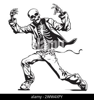 Cool skeleton in suit sketch Hand drawn .Vector illustration Stock Vector