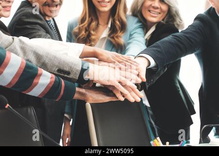 A diverse professional group - joined hands symbolizing teamwork and support - business team unity and collaborative spirit - inclusive work culture l Stock Photo