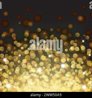 Gold Bokeh Floating Up, Vector Illustration Stock Vector
