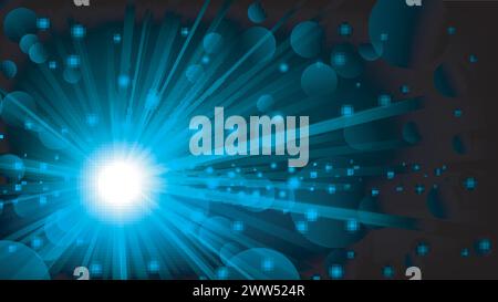 Blue Shine with Lens Flare Background, Vector Illustration Stock Vector