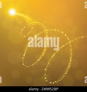 Gold Particles Flying on Gold Background, Vector Illustration Stock Vector