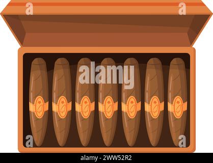 Cigar box. Wooden chest with tobacco cartoon icon isolated on white background Stock Vector