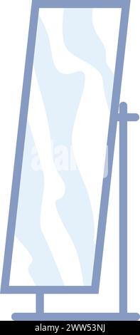 Mirror stand on floor. Clean home or store furniture isolated on white background Stock Vector