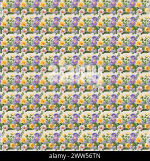 Flower pattern with leaves. Floral bouquets flower compositions. Floral pattern Stock Vector