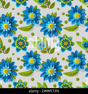 Flower pattern with leaves. Floral bouquets flower compositions. Floral pattern Stock Vector