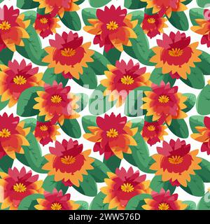 Flower pattern with leaves. Floral bouquets flower compositions. Floral pattern Stock Vector