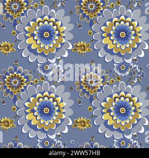 Flower pattern with leaves. Floral bouquets flower compositions. Floral pattern Stock Vector