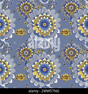 Flower pattern with leaves. Floral bouquets flower compositions. Floral pattern Stock Vector