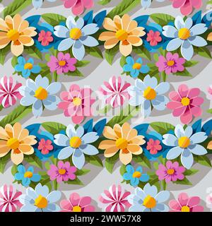 Flower pattern with leaves. Floral bouquets flower compositions. Floral pattern Stock Vector