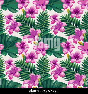 Flower pattern with leaves. Floral bouquets flower compositions. Floral pattern Stock Vector