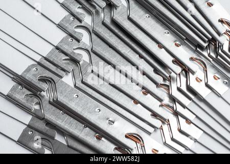 White cardboard folders with metal pendants Stock Photo