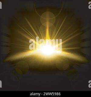 Gold Rays Rising From Horizon, Vector Illustration Stock Vector