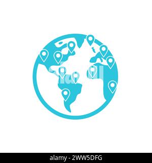 Somwhere. Globe. isolated on white background. From blue icon set. Stock Vector