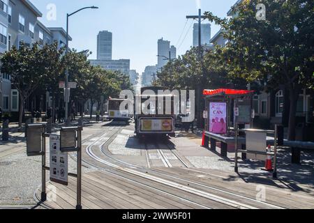 SAN FRANCISCO, CALIFORNIA, UNITED STATES - 31 October 2022: Iconic trams in San Francisco Stock Photo
