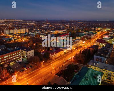 Night summer Stary Oskol cityscape Stock Photo