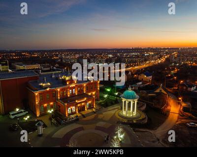 Night summer Old Oskol cityscape. Stock Photo