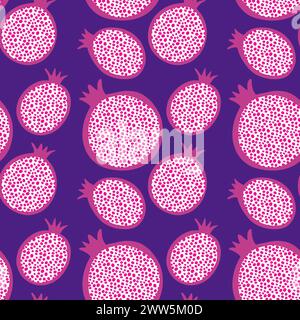 Summer fruit seamless pomegranate pattern for wrapping paper and fabrics and linens and kids clothes print and festive packaging and fashion textiles Stock Photo