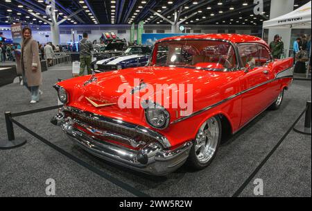 Vancouver, Canada. 21st Mar, 2024. A 1957 Chevrolet Bel Air is displayed at the 2024 Vancouver International Auto Show in Vancouver, British Columbia, Canada, on March 21, 2024. Credit: Liang Sen/Xinhua/Alamy Live News Stock Photo