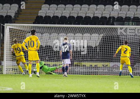 21 March 24. Paisley, UK. Scotland played against Kazakhstan in the UEFA Under 21 Championship Qualifier at the Smisa Stadium, Paisley, Scotland, UK. The final score was Scotland 4 - 1 Kazakhstan The goals were scored by Josh Doig (3)19 minutes, Tommy Cameron (17) 24 minutes, Tommy Conway (9) 38 minutes penalty, Lewis Fiorini (10) 55 minutes. Yan Trufanov (9) scored or Kazakhstan from a penalty in 68 minutes. Credit: Findlay/Alamy Live News Stock Photo