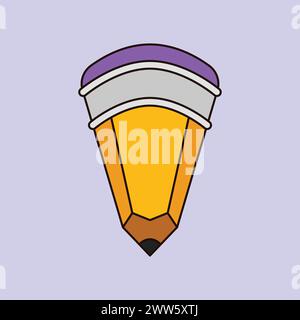 Pencil Icon Vector Illustration School Student Stationery Icon Pencil with eraser Icon Stock Vector