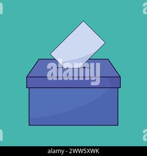 Ballot voting box mail Vector Icon polling Puts voting ballot in the ballot box. Voting and election concept Stock Vector