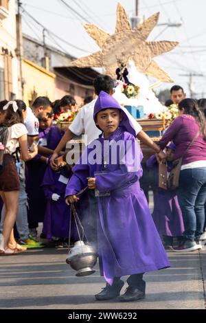 Antigua, Guatemala. Young Boy with Incense Burner in Religious ...