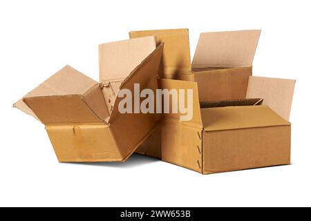 blank corrugated cardboard boxes used in packaging for shipping, storing and protecting, eco-friendly recyclable, biodegradable sustainable choice Stock Photo