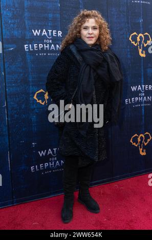 Bernadette Peters attends musical 'Water for Elephants' opening night at Imperial Theatre in New York on March 21, 2024 Stock Photo