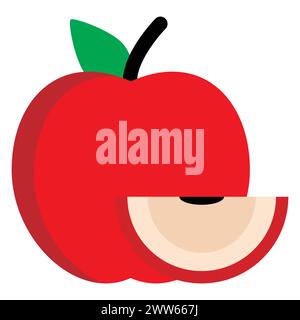 Red apple icon vector llustration and Apple Slice on a white background. Stock Vector