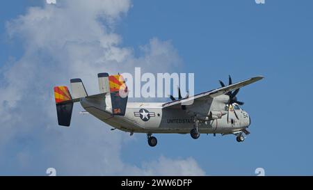 US Navy C-2A VRC-40 Rawhides will serve the USS Theodore Roosevelt as the V-22 Osprey were grounded. Stock Photo