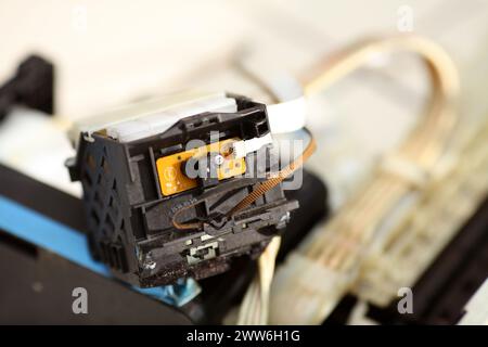 Broken Timing Belt of Printer's Head Printhead Print Head Stock Photo