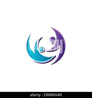 People abstract logo vector image. Abstract human figure logo design. Gym, fitness, running trainer vector colorful logo. Active Fitness, sport, dance Stock Vector