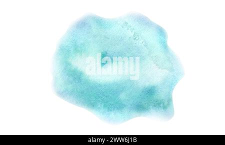 Turquoise abstract texture. Strokes of paint. Cloud, sky. Brushed painted background. Aquarelle splash. Watercolor illustration for card Stock Photo