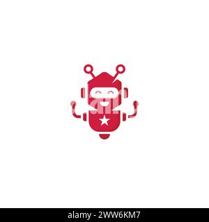 Smile Robot Character Logo. robot face logo Stock Vector