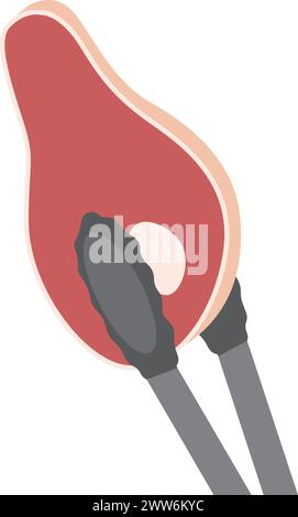 Tongs with raw steak. Eating and cooking single icon in cartoon style vector symbol stock illustration web. Stock Vector