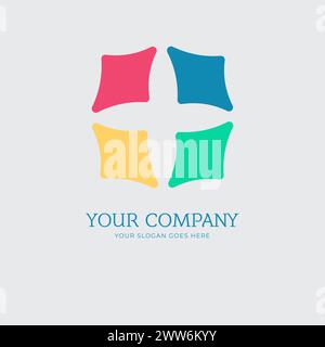 four color squares simple symbol logo design. Stock vector illustration isolated Stock Vector