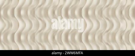 Beige mattress with vertical quilted wavy seamless pattern. Soft silky blanket texture. Top view of upholstery of sofa or bed. Tender bedding textile. Stock Vector
