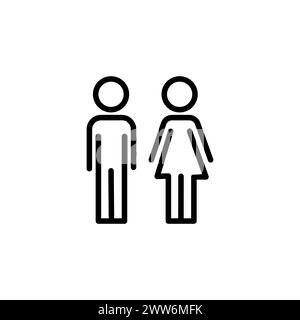 Gender icon. Man and Woman icon isolated minimal design. Toilet line icon, outline vector sign, linear style pictogram isolated on white. WC symbol, v Stock Vector