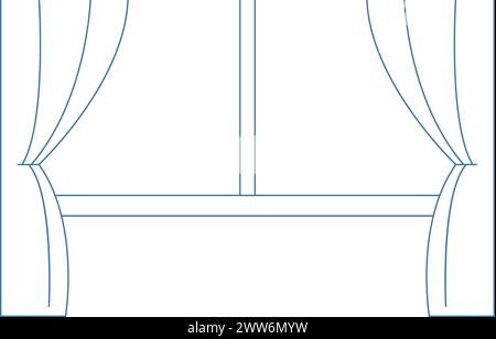 Curtain isolated contour. Curtains outline icon line element. Vector ...
