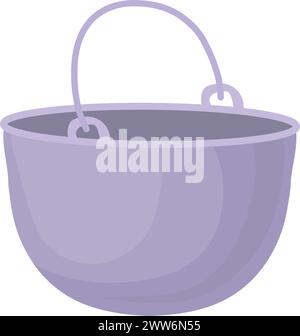 Camping steel pot cartoon icon. Outdoor cooking tool isolated on white background Stock Vector