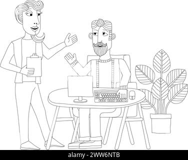 People Working Business Illustration Office Scene Stock Vector