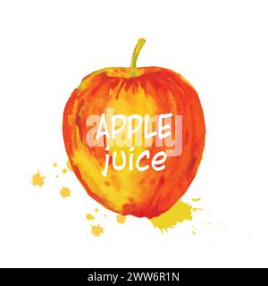 Hand sketched Fresh apple juice text. design, juice concept. Stock Vector