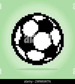 8 bit pixel soccer ball. Ball pixels for game assets and cross stitch patterns, in vector illustrations Stock Vector