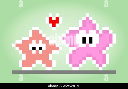 Starfish pixel. Vector illustration of 8 bit game assets. Stock Vector