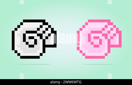 8 bit pixels of seashell. Animal for asset games and Cross Stitch patterns in vector illustrations. Stock Vector