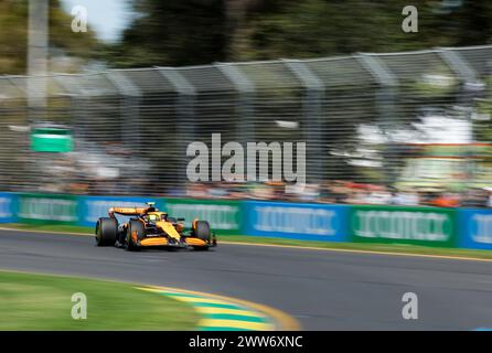 Melbourne, Australia. 22nd Mar, 2024. McLaren's Lando Norris of Britain competes during the practice session of the Formula One Australia Grand Prix at Albert Park in Melbourne, Australia, March 22, 2024. Credit: Ma Ping/Xinhua/Alamy Live News Stock Photo