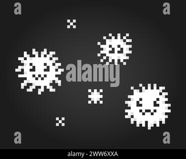 8 bit pixel virus character for game icons. Illustration Vector Cross Stitch Pattern Stock Vector